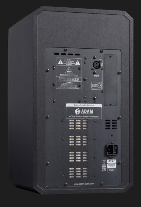 Backside of ADAM Audio S3X-V active studio monitor