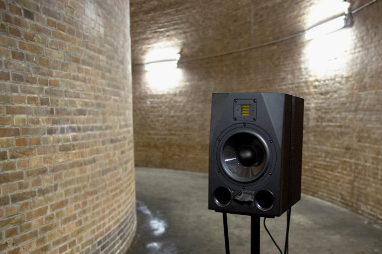 ADAM A8X studio monitors used for the