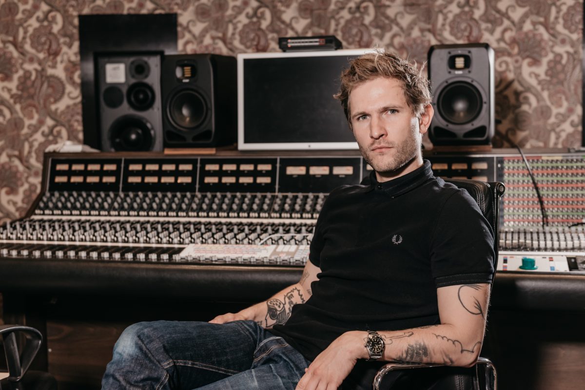 Johann Scheerer with ADAM Audio S2V studio monitors at Clouds Hill Studios Hamburg