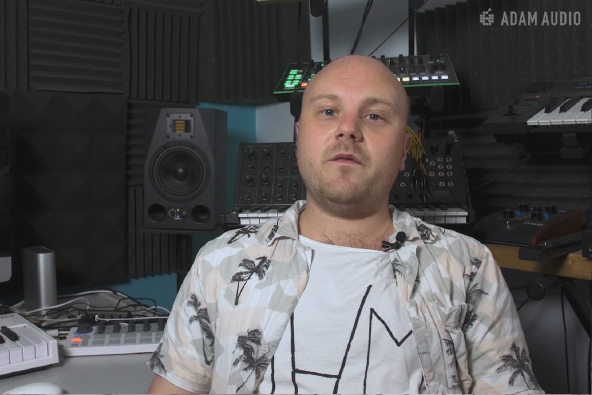 DJ / Producer Huxley in his studio with ADAM Audio A7X studio monitors