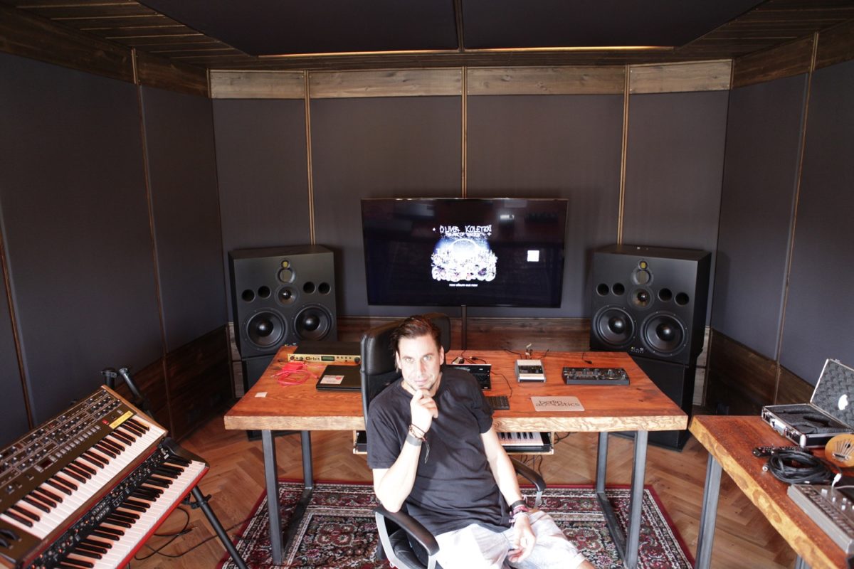 DJ / Producer Oliver Koletzki in his studio with ADAM Audio S5X-H studio monitors