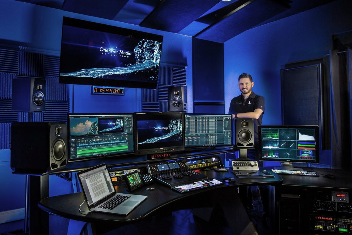Marco Solorio's OneRiver Media studio equipped with ADAM Audio S2V and A7X reference monitors